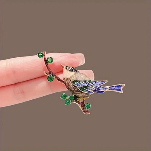 Magpie bird enamel brooch - bird,