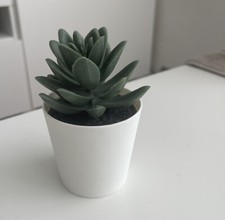 Artificial Green Cactus Plant Fake In White Pot Windowsill Indoor Home Decor