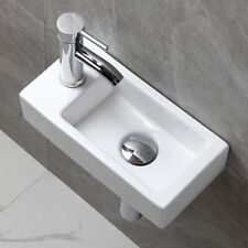 SMALL BATHROOM WALL HUNG CLOAKROOM CERAMIC COMPACT HAND WASH BASIN SINK WHITE