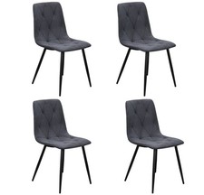 set of 4 Dark Grey Velvet