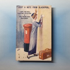 Glamour Lady Postcard 1914 Red Pillar Box Fashion Blackpool A.E. Artist Signed