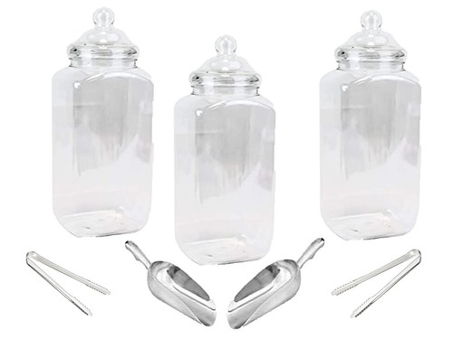 Large plastic sweet jars - 3,