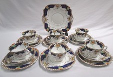 Minton Tea Set Bone China Blue Floral Pattern Cups, Saucers, Side Plates etc