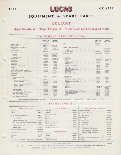 Reliant regal car and - mk, vi