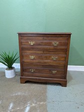 Edwardian Solid Mahogany Chest Of Drawers 3 Drawer Bedroom Brass Handles