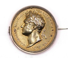 George IV 1821 Official Coronation Mounted & Gilded Silver Medal/Medallion