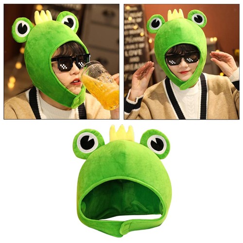 Plush frog hatcartoon - plush, crown