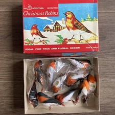 VINTAGE mr CHRISTMAS ROBIN DECORATIONS  for tree or floral decor florist/wreath