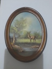 Vintage/ Antique Stag Oil Painting In Original Frame..oval