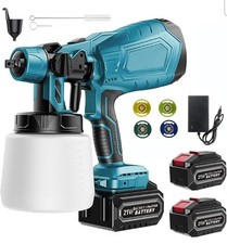 2 Battery Cordless Paint Sprayer Fence Wall Airless 21V HVLP Spray Gun UK Stock