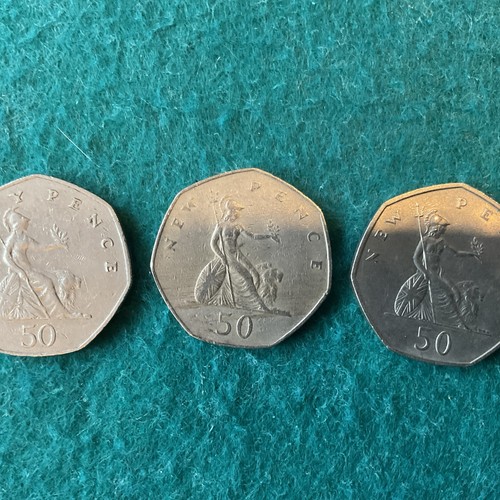 Old 50pence coins dated - 50pence,