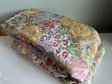 Huge Pair Vintage Tabby Cat Design Country Cottage Maximalist Floral  Curtains