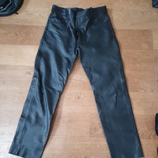 Genuine Mens Black Leather Trousers Motorbike Motorcycle Trousers Biker