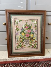 Large framed vintage crewel