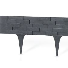Garden Edging Border 2.38 Metres Plastic Palisade Slate Stone Brick Effect Grey