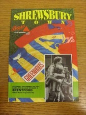 07/09/1991 Shrewsbury Town v Brentford  . Thanks for viewing this item, purchase