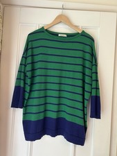 Woolovers Green  / Blue 100% Wool Pullover Size L - with repair