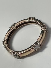 Diamonique DQCZ gold on sterling silver '925' and clear stone band ring size P