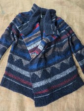 Marc Cain Luxury Alpaca/Virgin Wool Striped Cardigan Jacket - Aztec Pattern