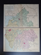Antique 1881 maps - Cumberland & Westmorland - Cumbria - Lake District - Bacon