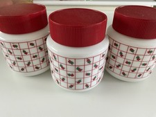 Vintage Tea,coffee,sugar Milk Glass Canisters. Perfect Condition Original Lids,