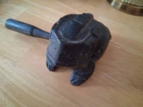 Hand carved wooden - wooden, frog