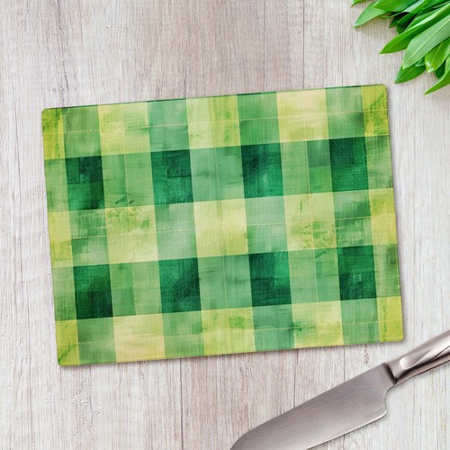 Green cross hatch plaid glass - green,