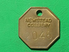 Newstead colliery Notts. ONE brass pit check miners coal mining lamp token tally