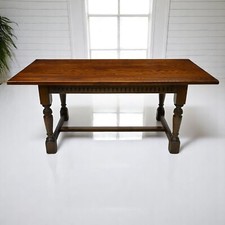 Old Charm Exeter Solid Oak Dining Table Tudor Brown VGC Seats 8 FREE UK Delivery