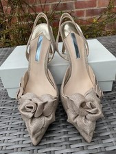 SOPHIA WEBSTER CHAMPAGNE GLITTER JUMBO LILICO SLINGBACK HEELS UK 8  41 BRIDE