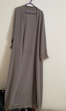 Grey Longline Maxi Coverup/ Abaya with Lace Detailing, Super Cute, Small 54