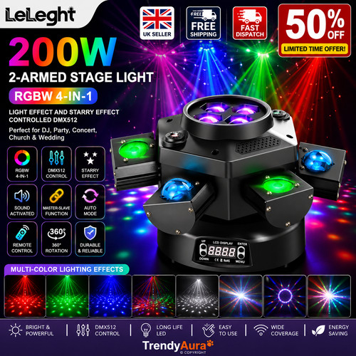 200w rgbw arms rotate - rotate, laser