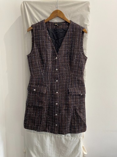 Maje brown checked sleeveless - checked,