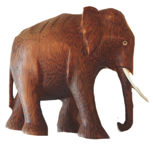 Small brown wooden elephant - wooden,