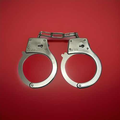 Metal handcuffs with - key, for
