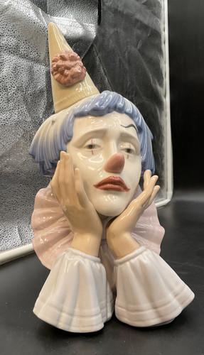 Lladro jester head - sad, clown