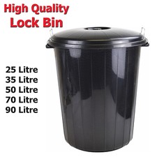 Plastic Lock Bin Indoor Outdoor Garden Rubbish Dustbin Locking Lid Bin