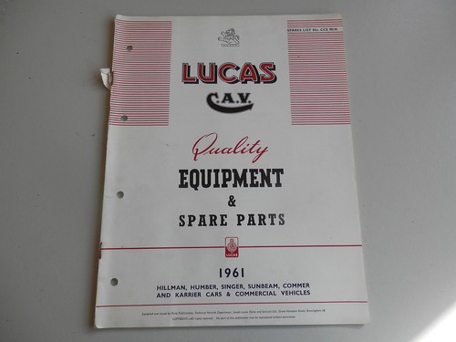 Lucas parts list - parts, for
