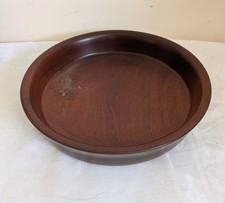 Hand Turned Shallow Wood Fruit Bowl Tray 11 Inch Diameter Some Damage