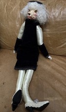 Anthropomorphic vintage poodle doll 24” dog ceramic face cloth Velvet Dress BIG