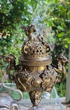 Vintage Chinese Incense Burner, Dragon & Qilin Censer, Oriental Collectible.