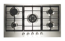 Cookology Gas Hob 5 Burner 90cm Wok Burner Auto Ignite - Stainless Steel GH906SS