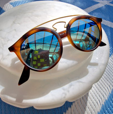 Ray Ban ' RB 4256 6092/55 Gatsby ' Unisex Large Tortoise/Blue Sunglasses Italy