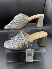 Marks & Spencer M&S Women’s Silver Lattice Slip On Mule Sandals Shoes - Size 5