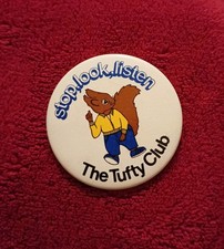The Tufty Club Stop Look Listen Vintage Badge In Excellent Condition 