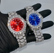 Men's 43mm Round Red/Blue Dial
