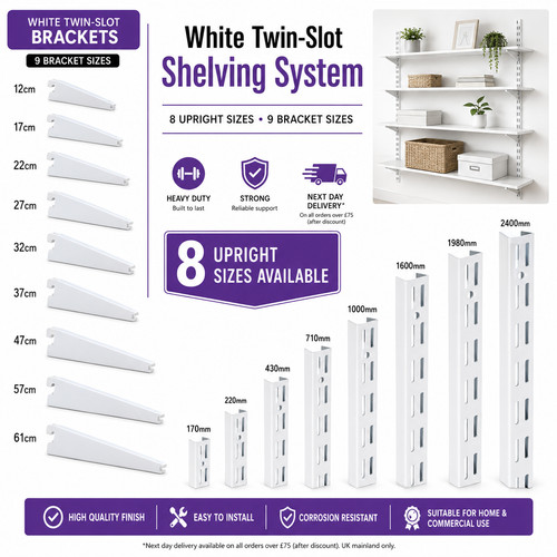 Twin slot shelving - shelving, white
