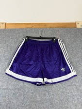 Vintage Adidas Spezial II Nylon Satin Soccer Shorts Purple White USA Size Large