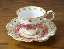 Antique Harrods George Jones Crescent Cup and Saucer 2 Piece Set Gold England