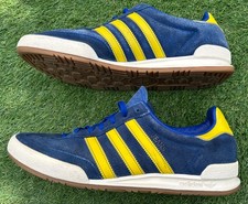 Adidas Original Jeans Mens Blue Yellow Classic Retro Trainers UK Size 10